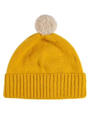 Plain Hat Contrast Pompom Golden Eye