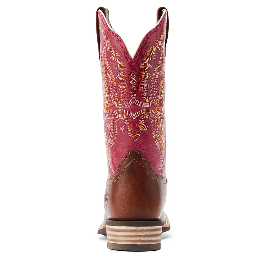 10044441 Ariat Women's Olena Western Boot - Vintage Caramel / Berry Rouge