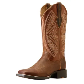 10051066 Ariat Women's Round Up Ruidoso Western Boot - Pearl/Burnished Chestnut