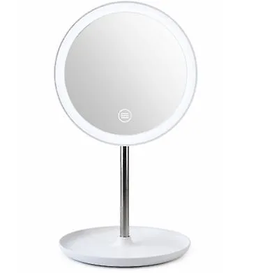 17.5*30cm white LED vanity mirror bedside table with lamp vanity mirror bathroom desktop multi-function vanity mirror touch luminous AZ16888