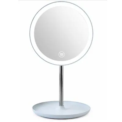 17.5*30cm white LED vanity mirror bedside table with lamp vanity mirror bathroom desktop multi-function vanity mirror touch luminous AZ16888