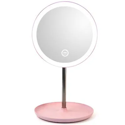 17.5*30cm white LED vanity mirror bedside table with lamp vanity mirror bathroom desktop multi-function vanity mirror touch luminous AZ16888