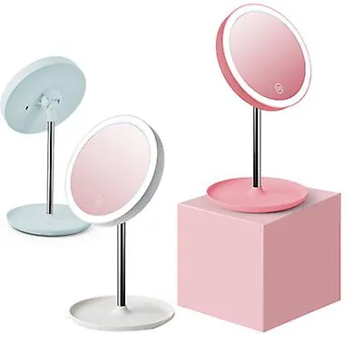 17.5*30cm white LED vanity mirror bedside table with lamp vanity mirror bathroom desktop multi-function vanity mirror touch luminous AZ16888