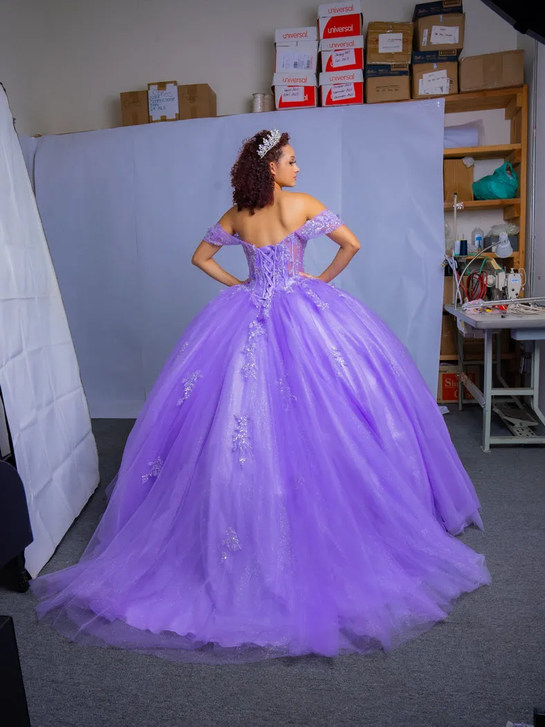 3D Butterfly Off Shoulder Ball Gown by Calla SCL30015