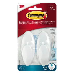 3M Command Medium Bath Hooks 2 Hooks/2 Medium Adhesive Strips/1 Kg