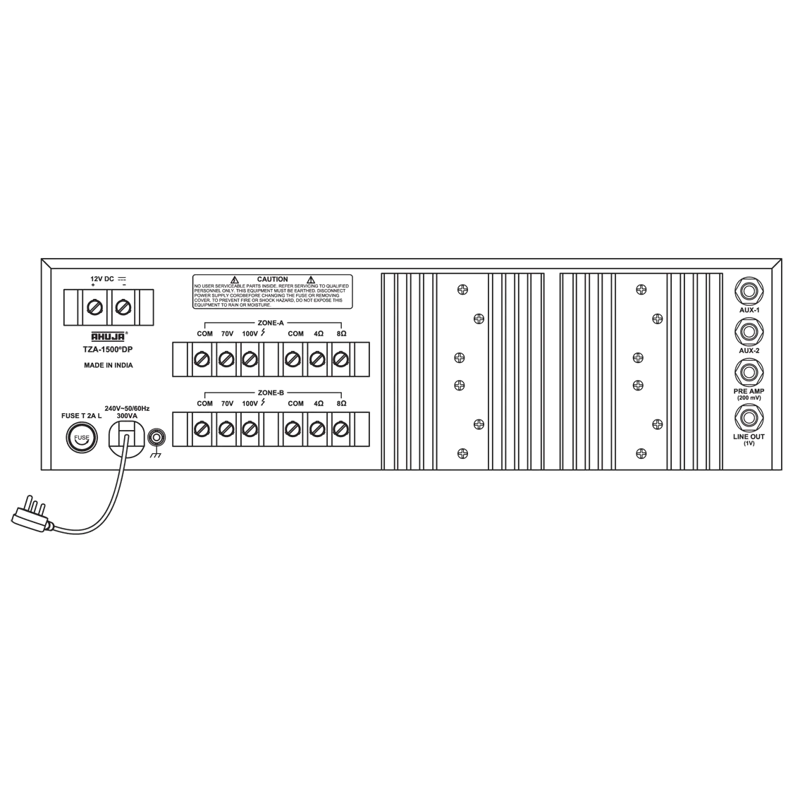 Ahuja TZA1500 Two Zone PA Mixer Amplifier