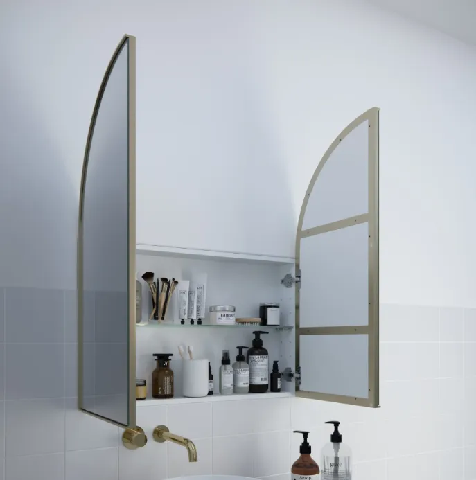 Arch Mirror Cabinet 860 X 760 MM - Satin Brass