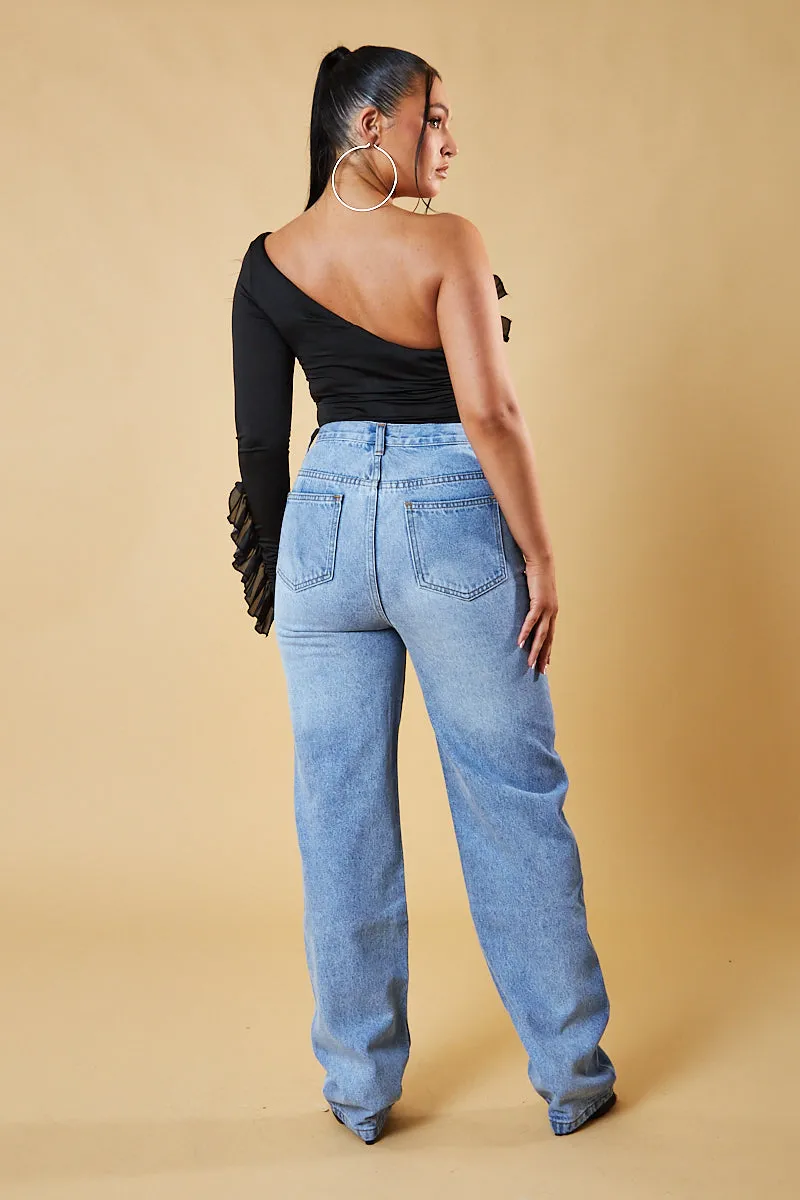 Blue Denim Extra Long Straight Leg Jeans - Blaise