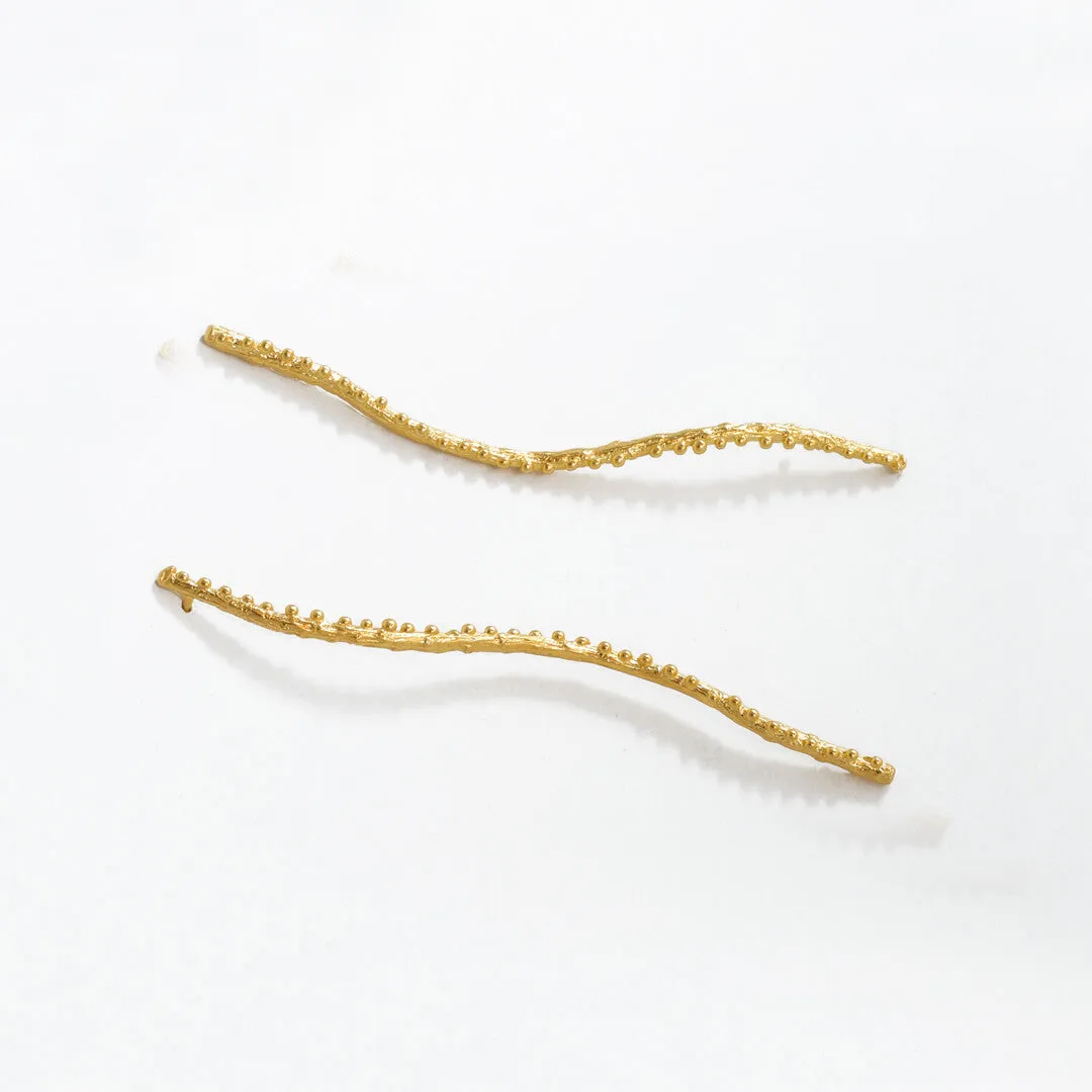 Branches after rain - long earrings - silver 925 - gold plated