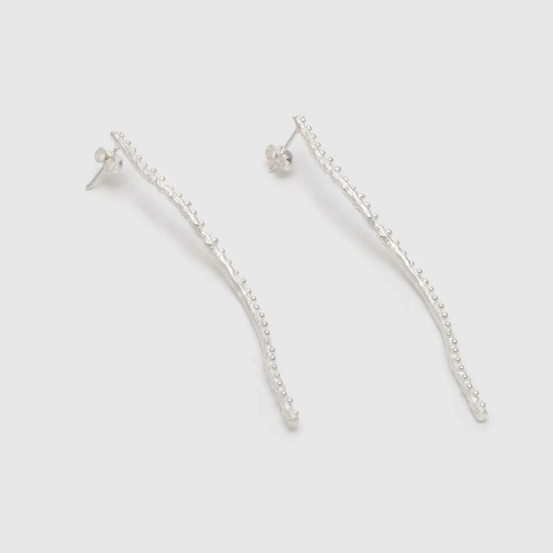 Branches after rain - long earrings - silver 925