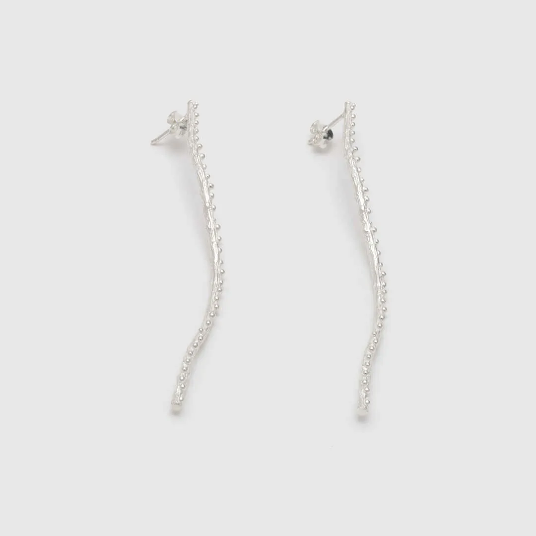 Branches after rain - long earrings - silver 925