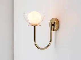 Brass ribbed glass wall light