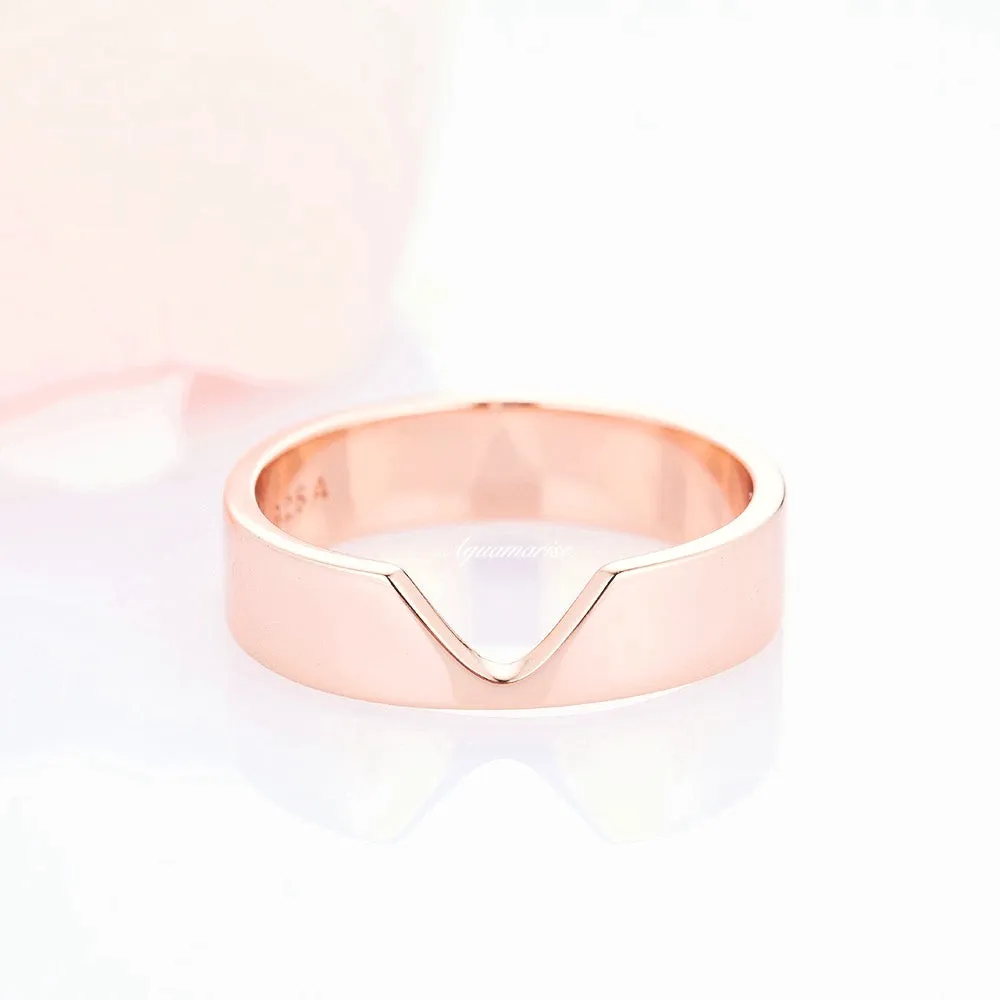 Chevron Wedding Band- 5MM 14K Rose Gold Vermeil