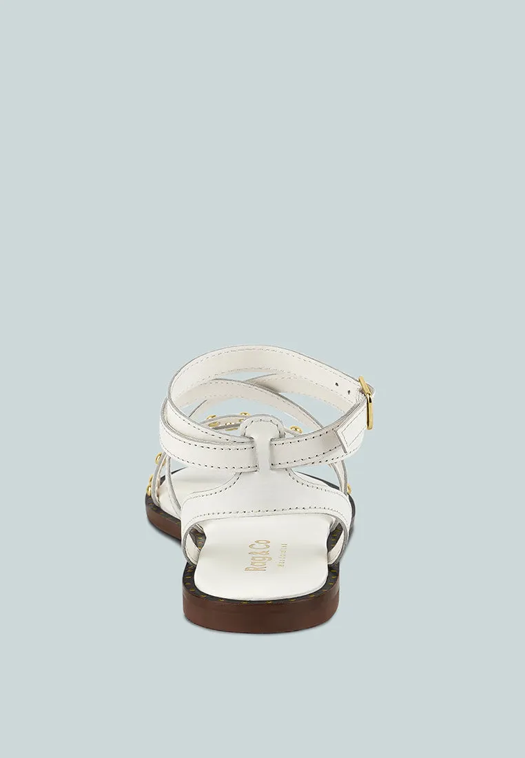 CORRIANE Studs Embellishment Off White Strappy Sandals