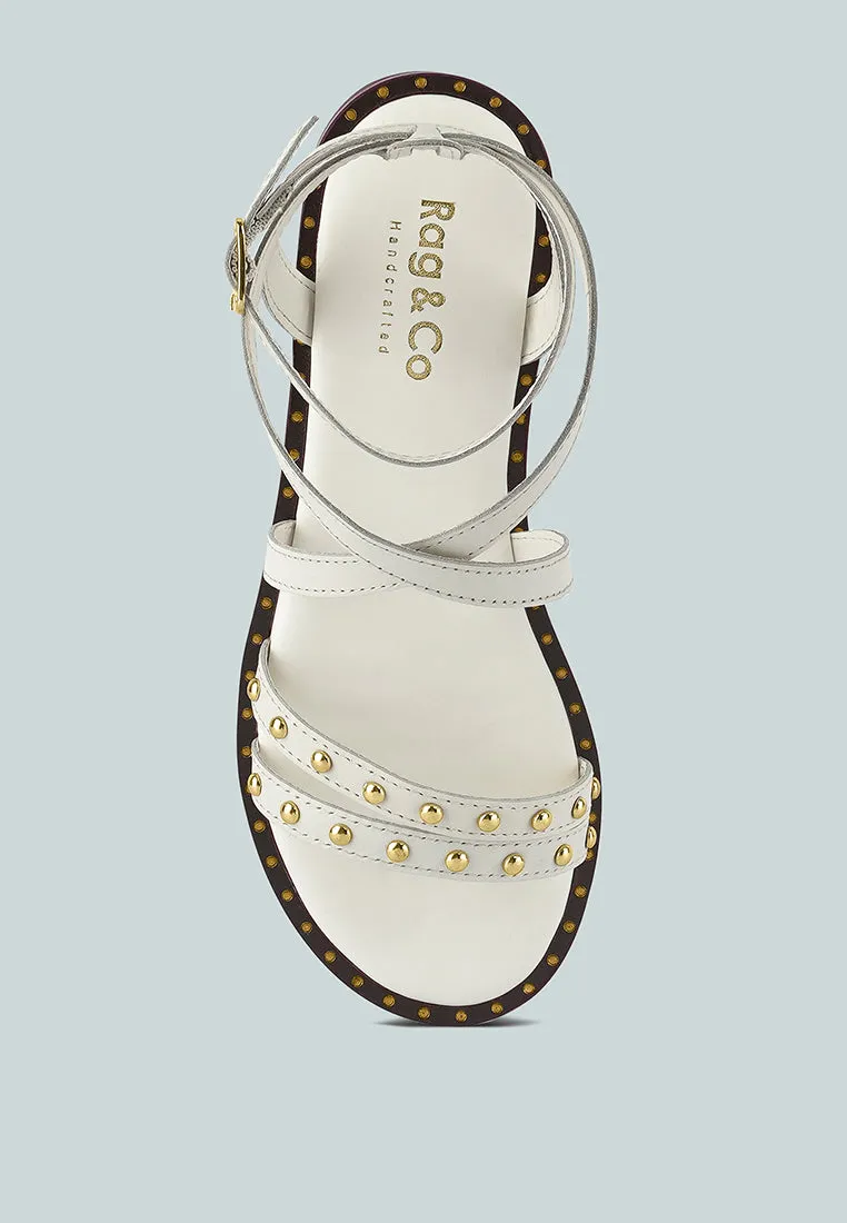 CORRIANE Studs Embellishment Off White Strappy Sandals