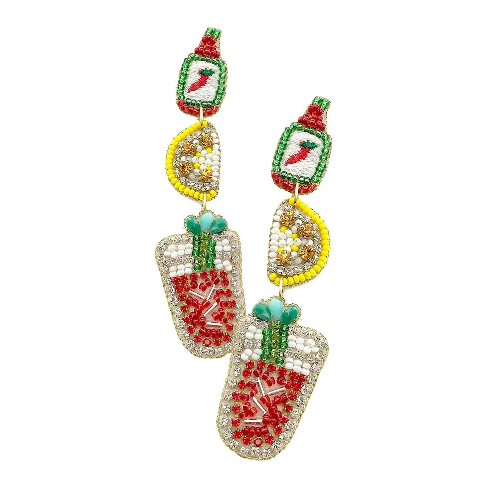 Felt Back Beaded Spicy Sauce Lemon Juice Link Earrings