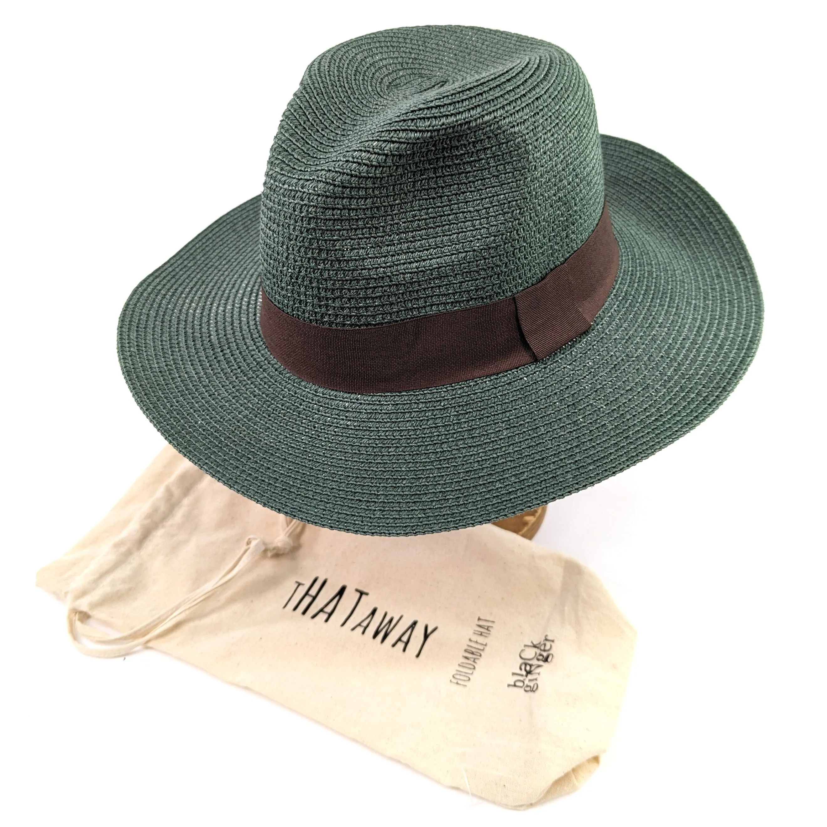 Forest Green Panama Folding Hat (59cm)