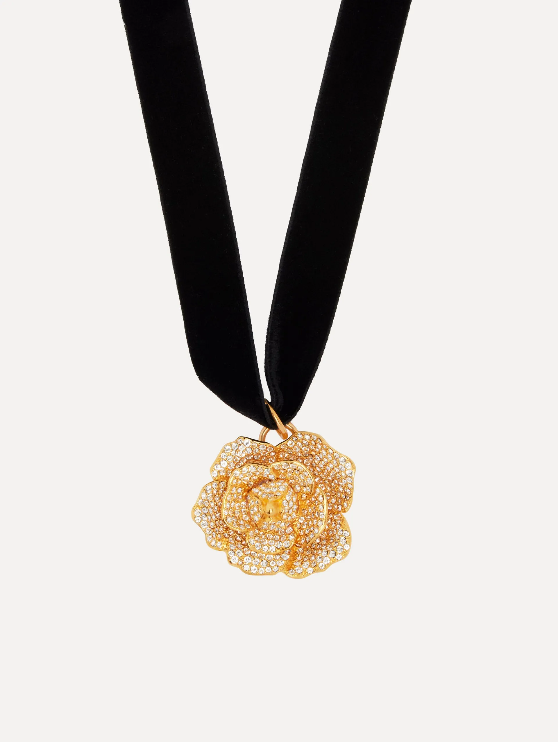 Gardenia Pendant Velvet Necklace