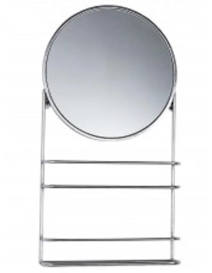 Gold or Silver Circular Wall Mirror with Shelves