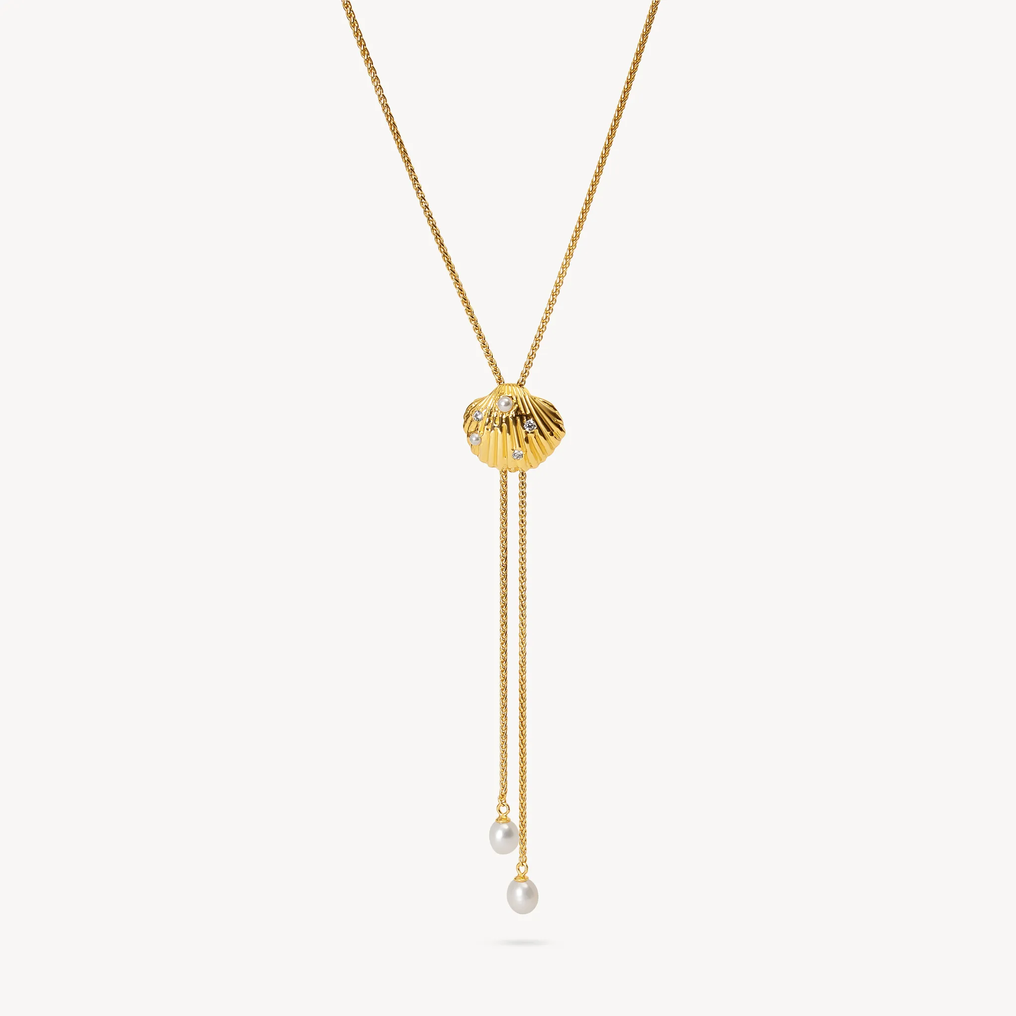 Golden Shell Bolo Tie Necklace