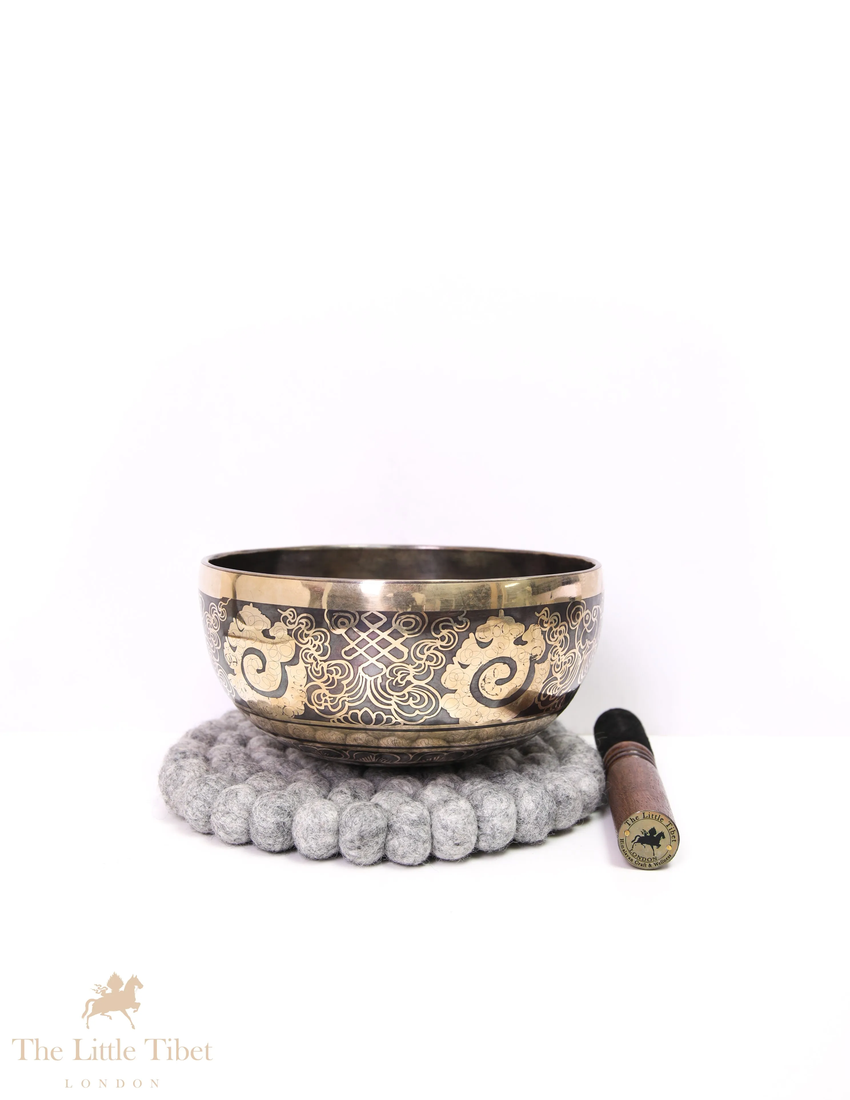 Hand-Carved Tibetan Singing Bowl for Solar Plexus with Couch Symbol- EC197