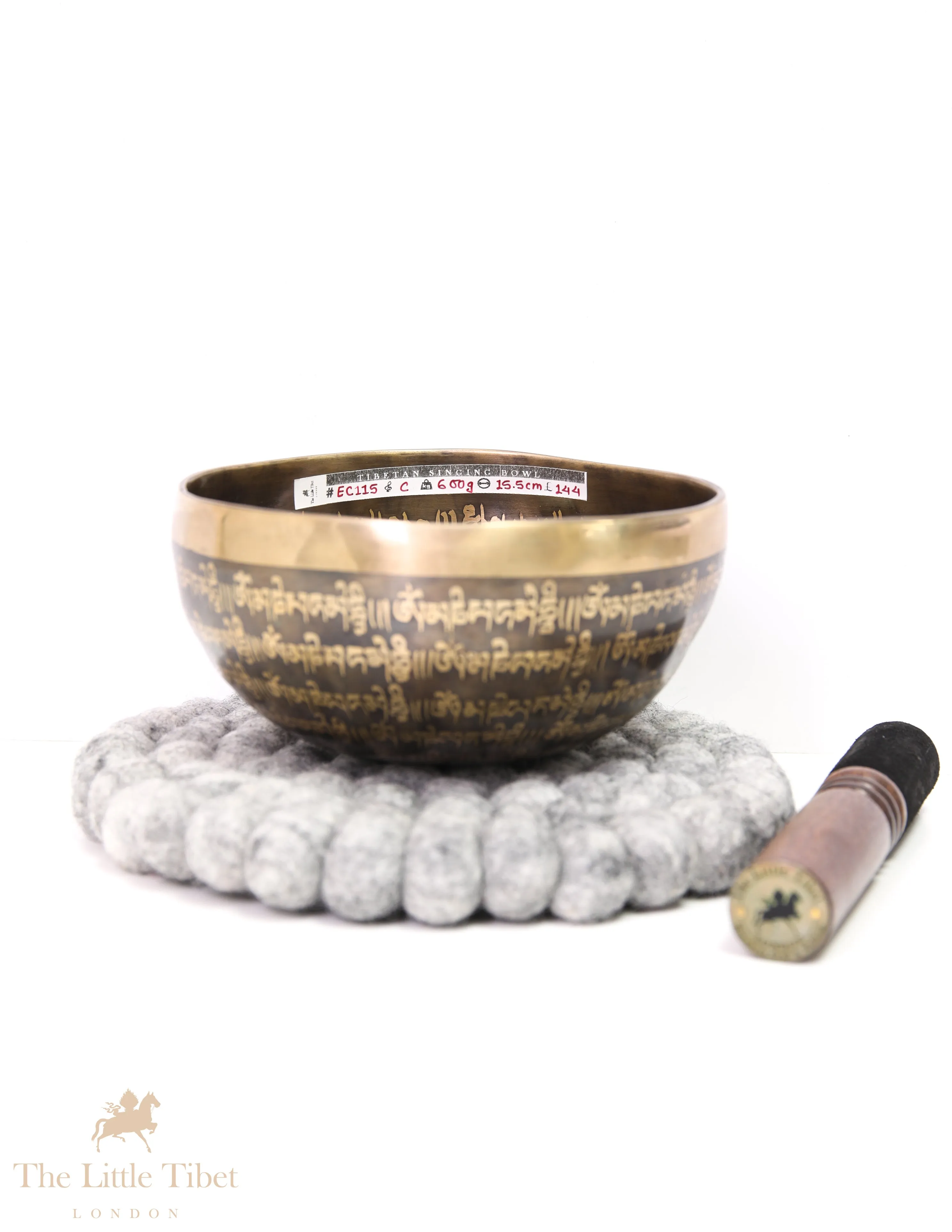 Hand-Carved Tibetan Singing Bowl with Om Mani Padme Hum- EC115