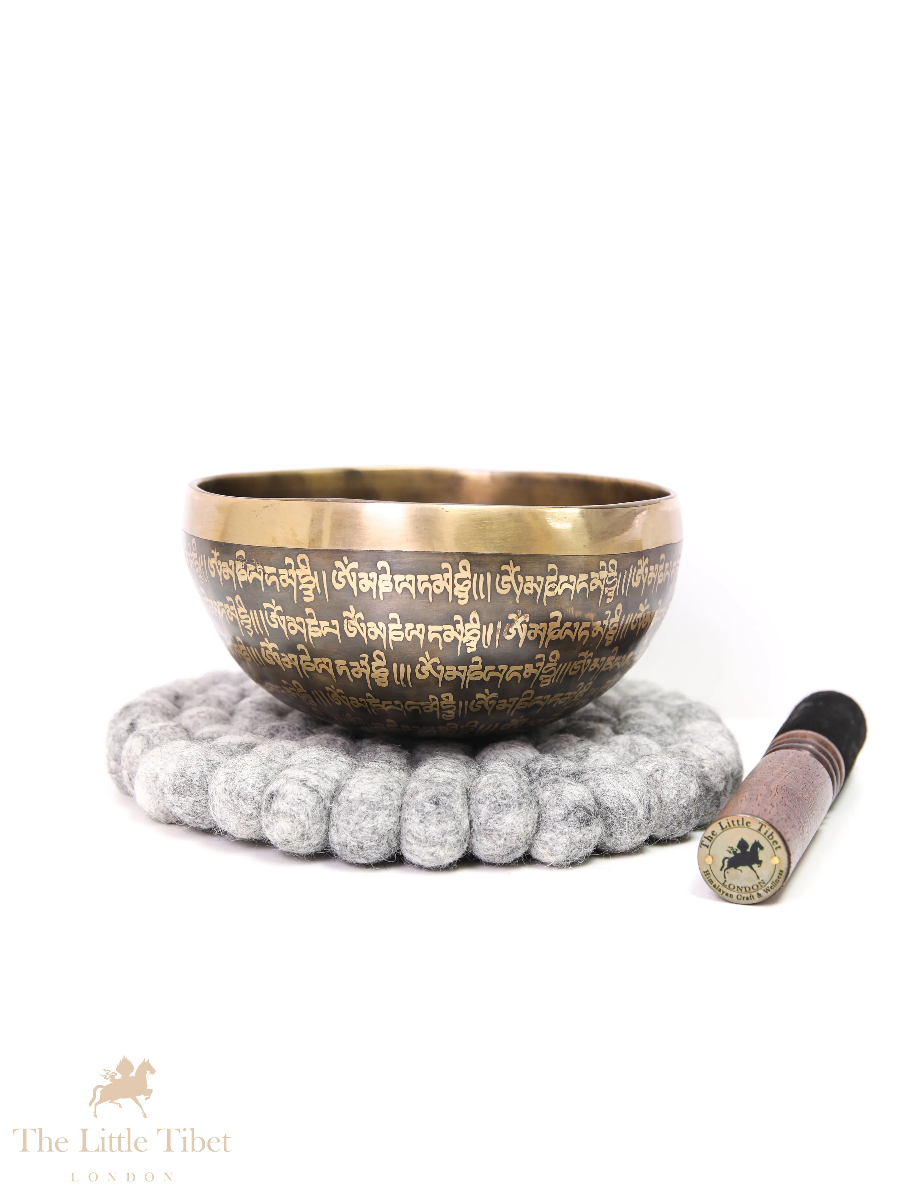 Hand-Carved Tibetan Singing Bowl with Om Mani Padme Hum- EC115