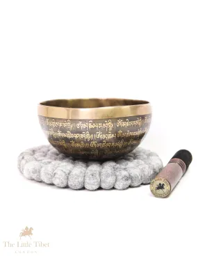 Hand-Carved Tibetan Singing Bowl with Om Mani Padme Hum- EC115