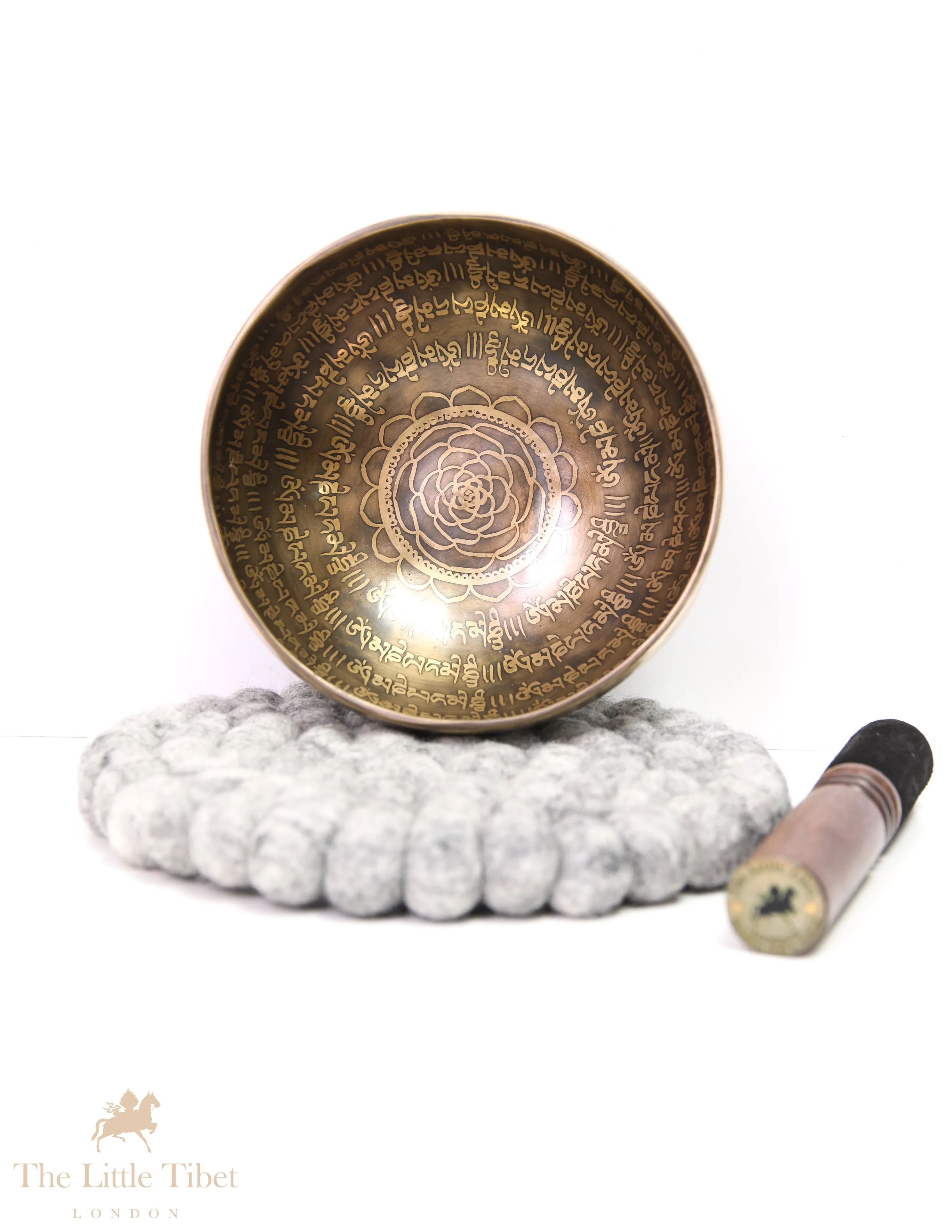 Hand-Carved Tibetan Singing Bowl with Om Mani Padme Hum- EC115