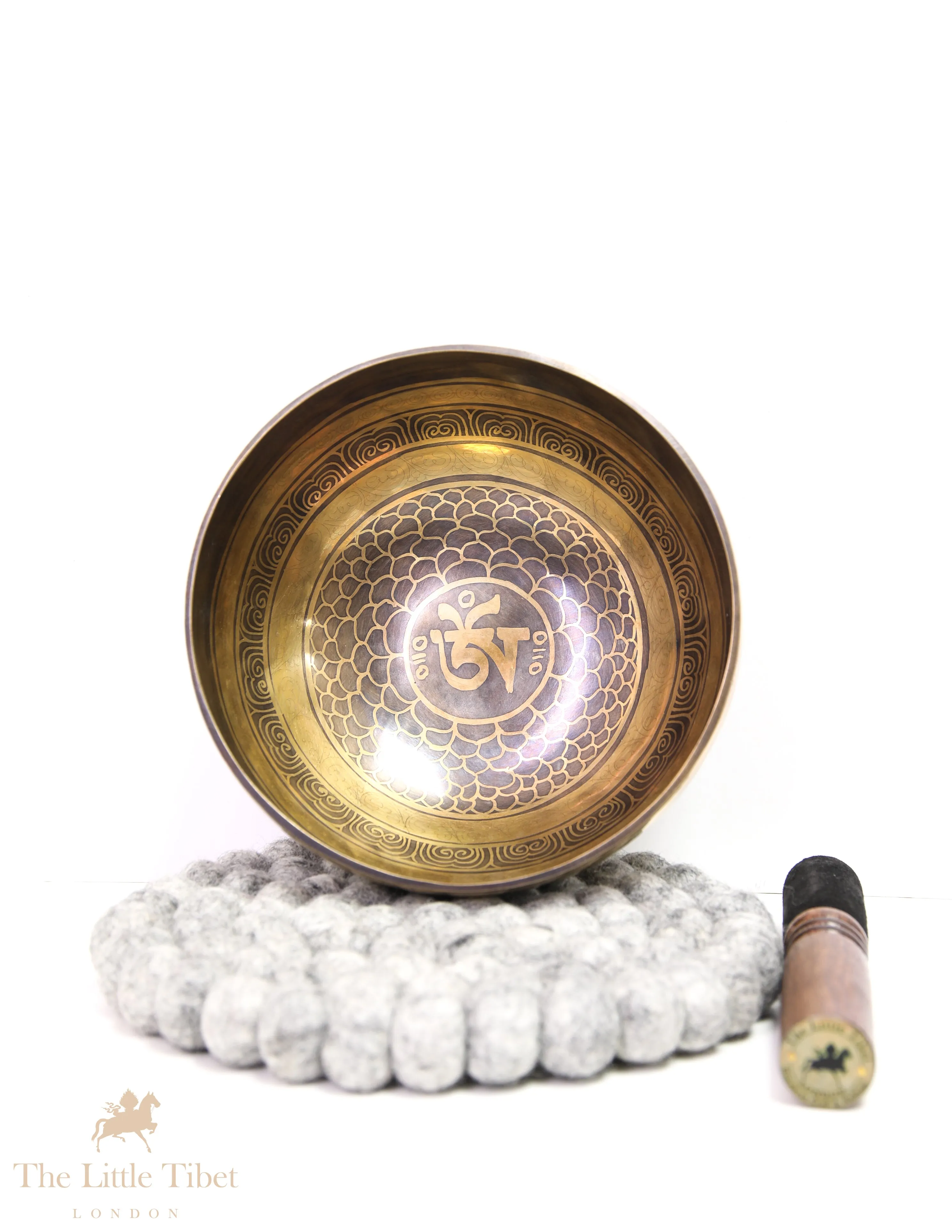 Hand-etched Tibetan Singing Bowl with Om Mani Padme Hum- EC129