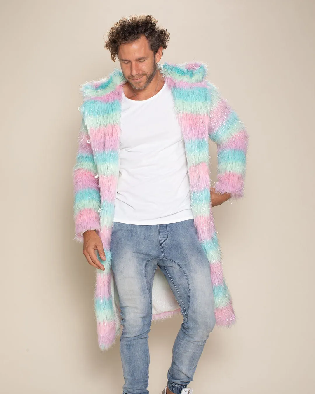 Hooded Men's Long Faux Fur Coat | Doll Party