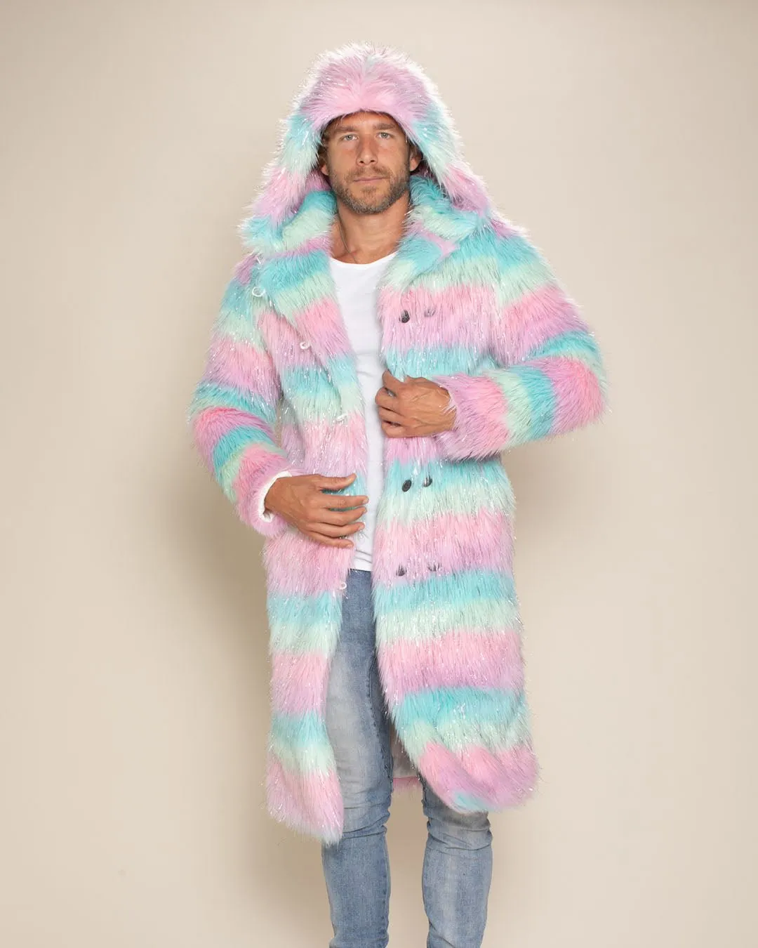 Hooded Men's Long Faux Fur Coat | Doll Party