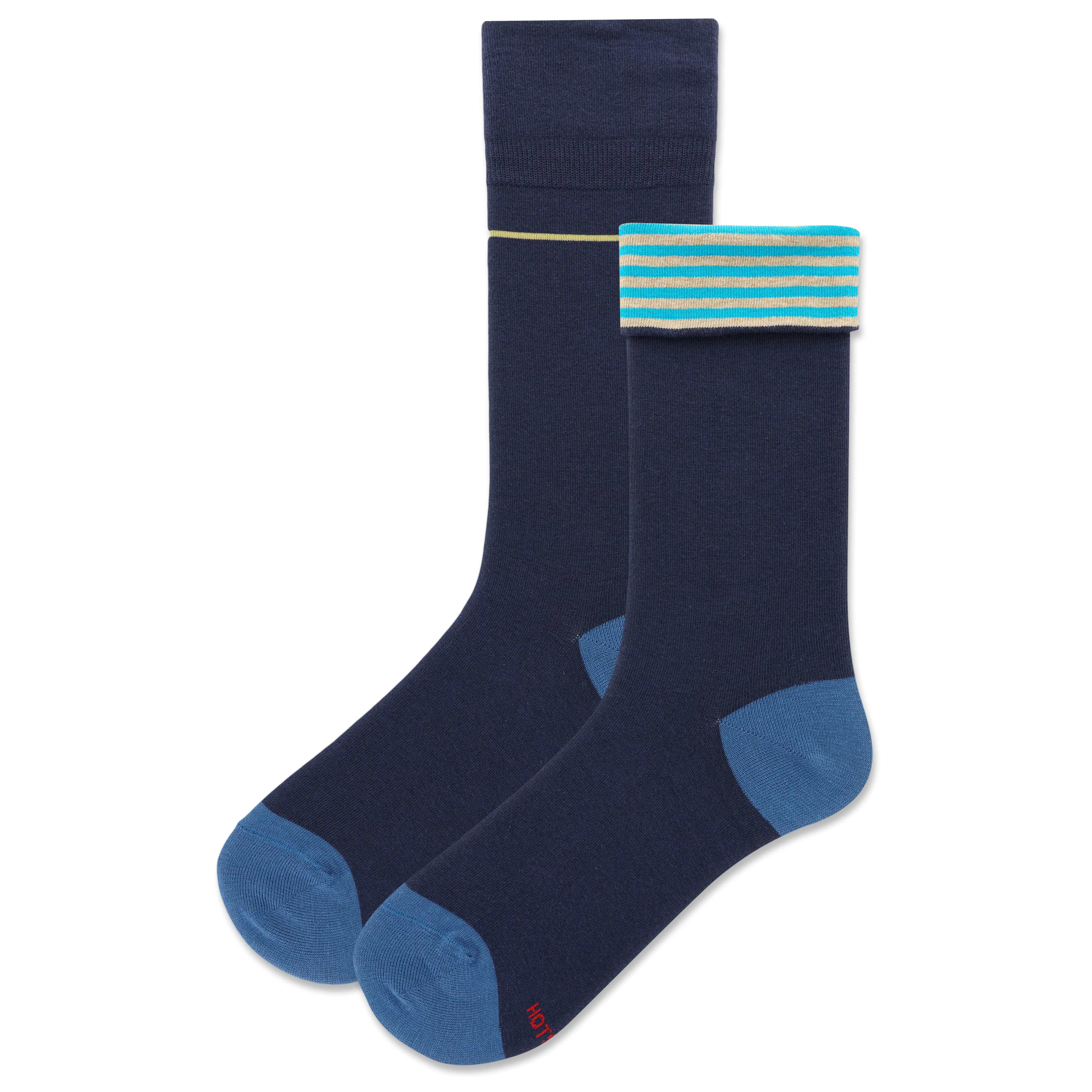 HOTSOX Women's Stripe Turn Cuff Crew Sock