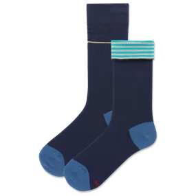 HOTSOX Women's Stripe Turn Cuff Crew Sock