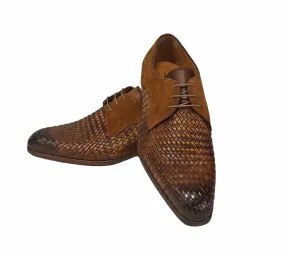 Jose Real "Velour Whisky" basket weave lace shoe with suede trim