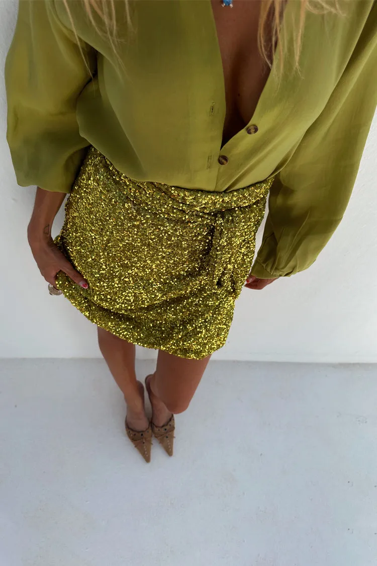 Lime Sequin Mini Jaspre Skirt