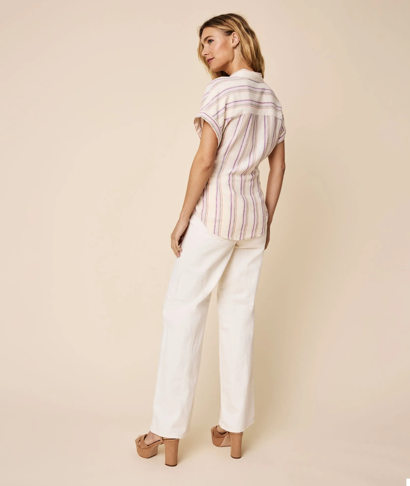 Linen Blend Tie-Front Issa Shirt - FINAL SALE