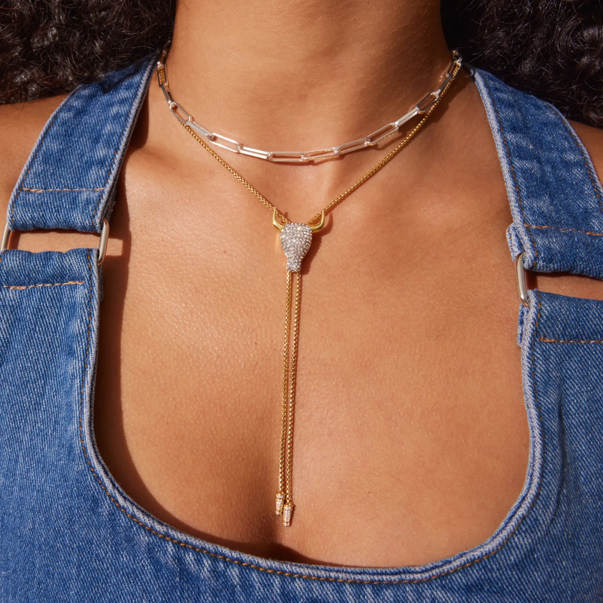 Longhorn Sparkle Bolo Tie Necklace