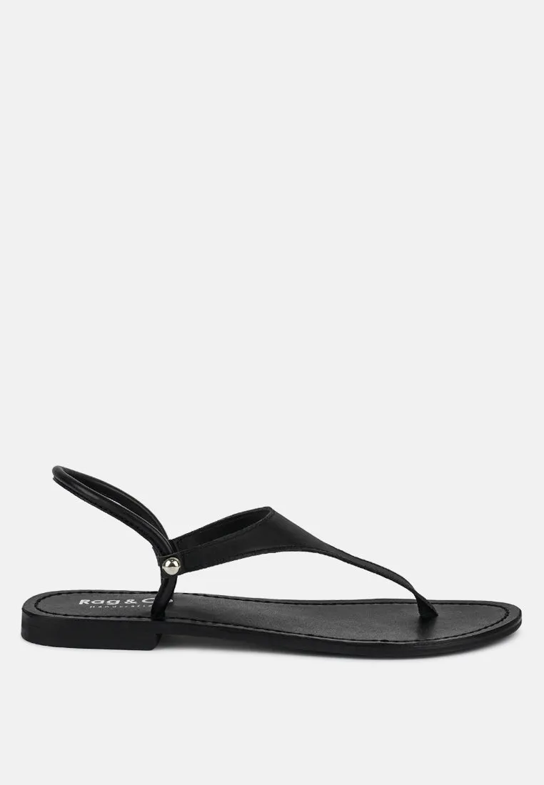 MADELINE Black Flat Thong Sandals