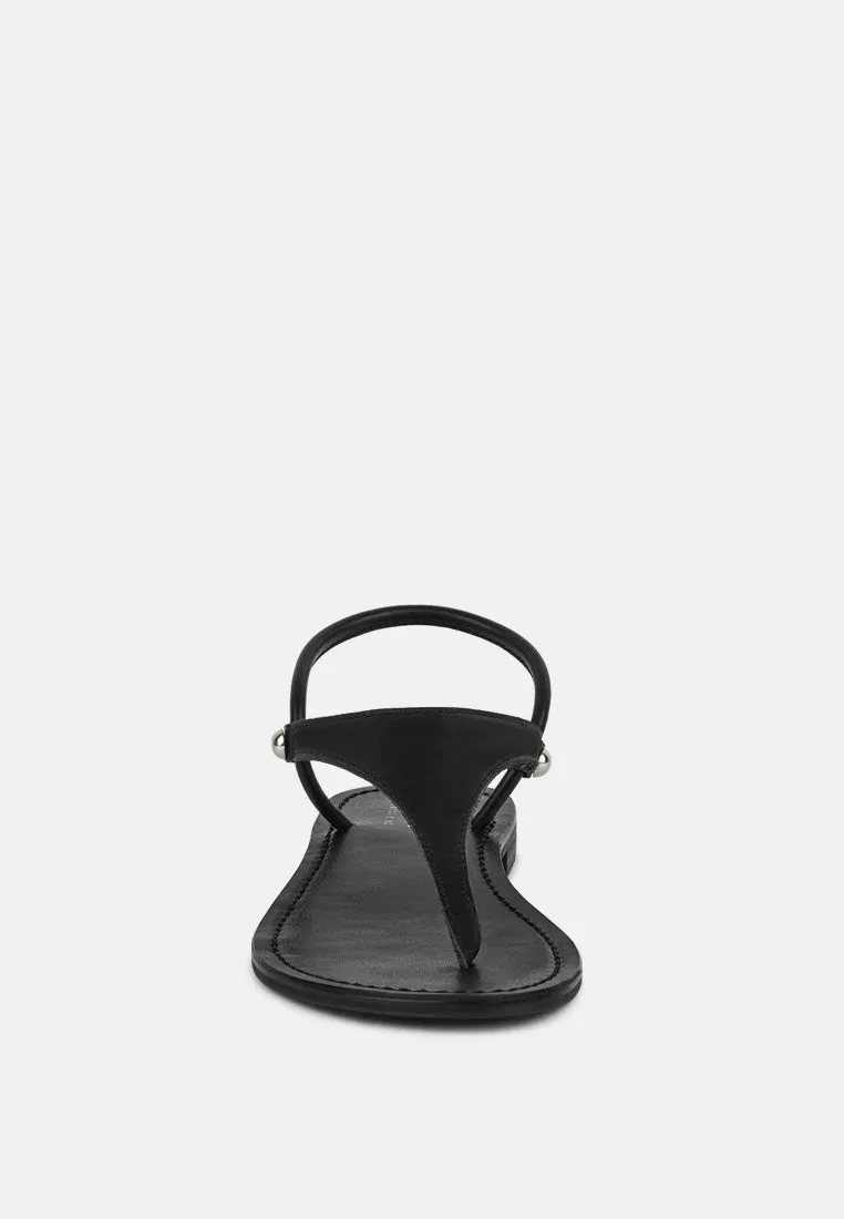 MADELINE Black Flat Thong Sandals