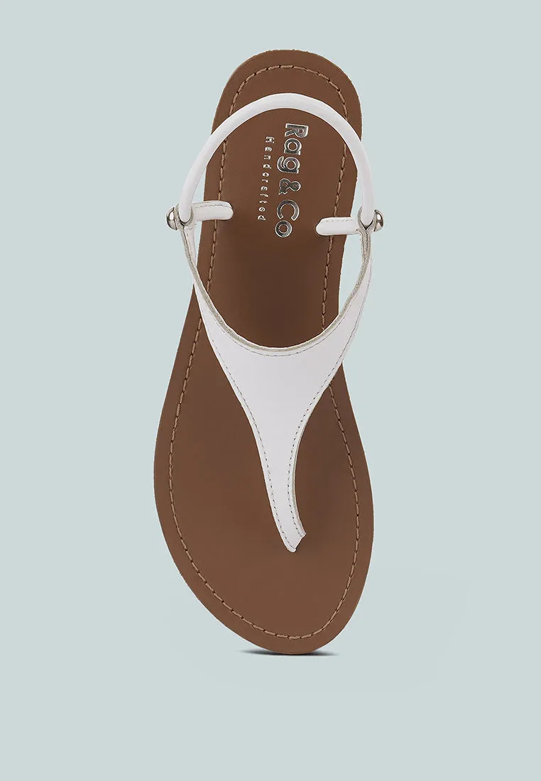 MADELINE White Flat Thong Sandals