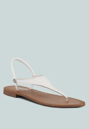 MADELINE White Flat Thong Sandals