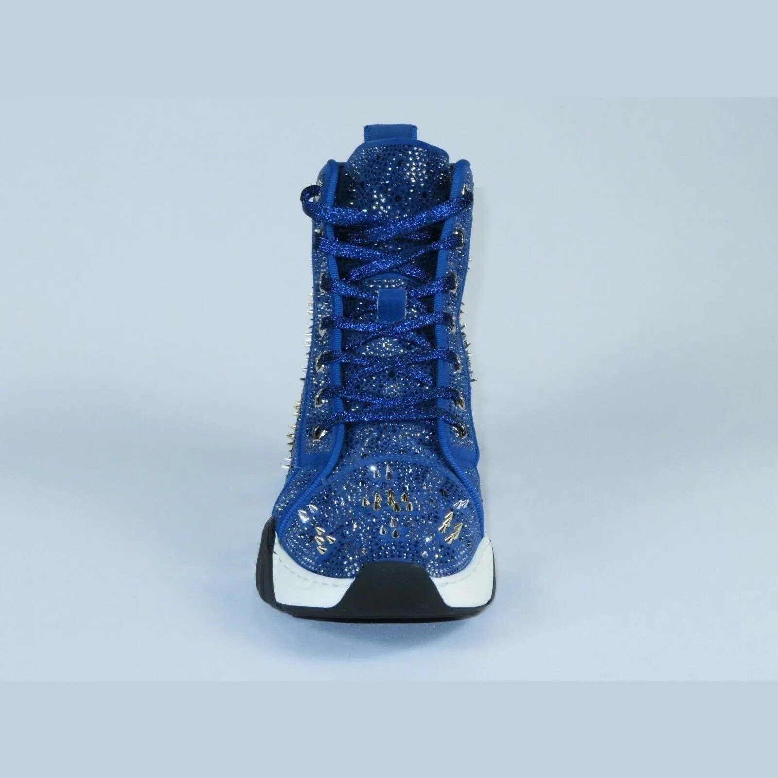 Mens High Top Shoes By FIESSO AURELIO GARCIA,Spikes Rhine stones 2412 Navy Blue