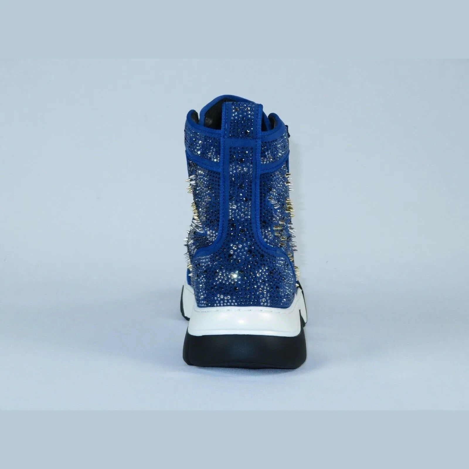 Mens High Top Shoes By FIESSO AURELIO GARCIA,Spikes Rhine stones 2412 Navy Blue