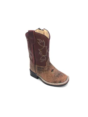 'Old West' Toddler's Western Broad Square Toe - Brown / Burnt Orange