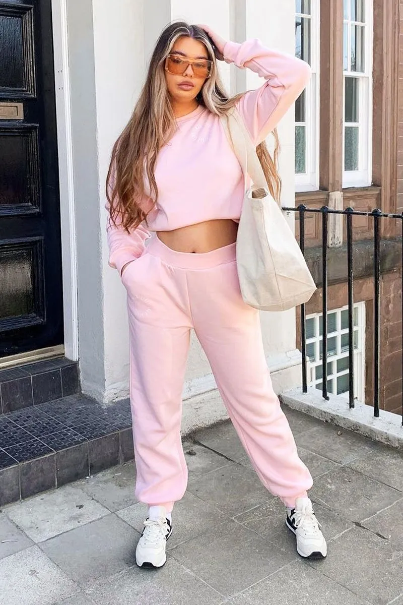 Pink 'Lazy Girls Club' Slogan Joggers - Sahra