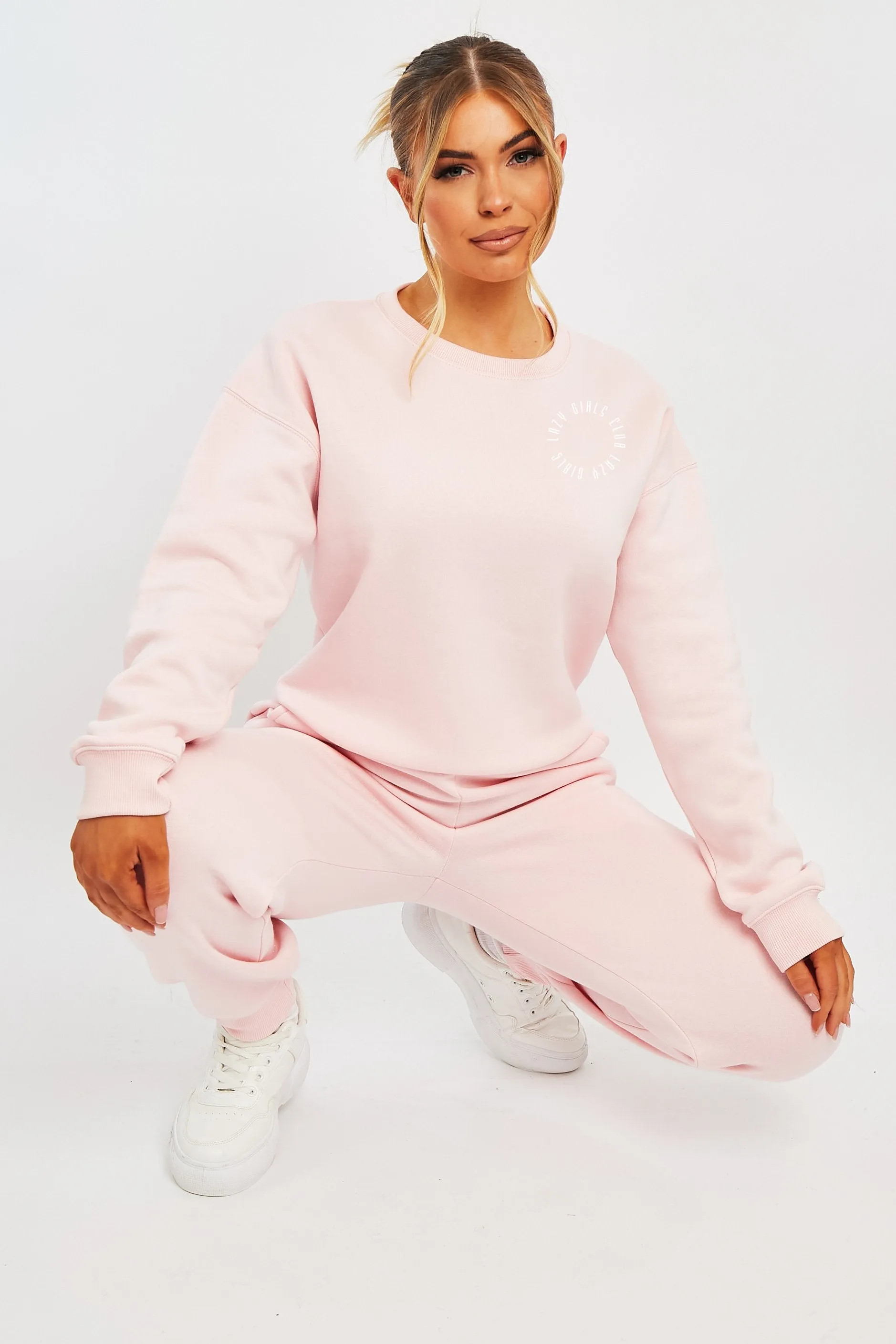 Pink 'Lazy Girls Club' Slogan Joggers - Sahra