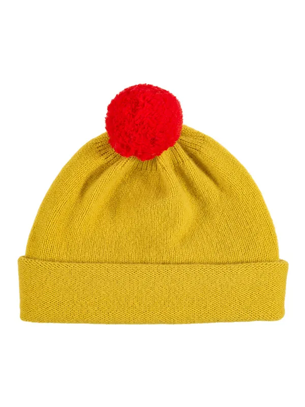 Plain Hat Contrast PomPom Military