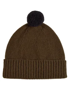 Plain Hat Contrast Pompom Military