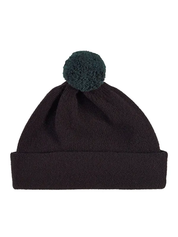 Plain Hat Contrast PomPom Military